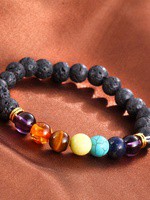 Bracelet en pierre de lave et pierres chakra